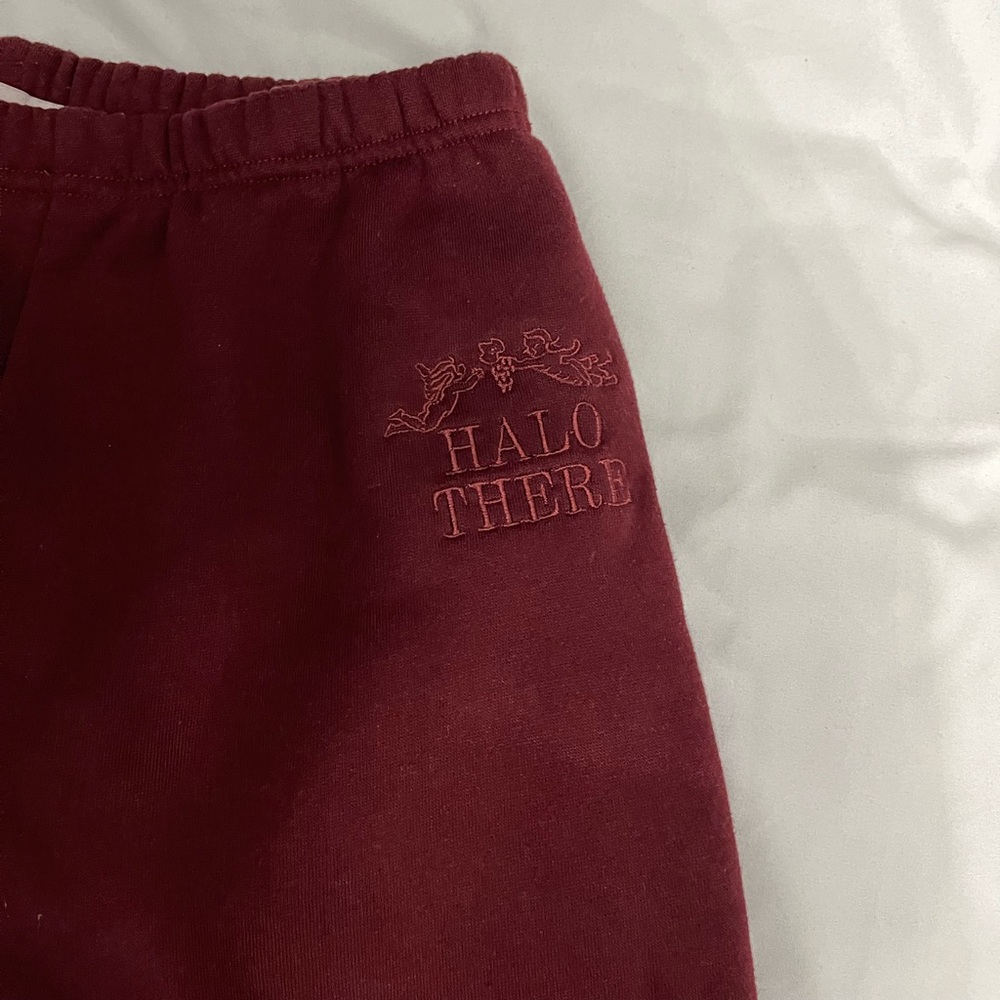 Adika xs maroon ‘halo there👼🏽’ sweatpants